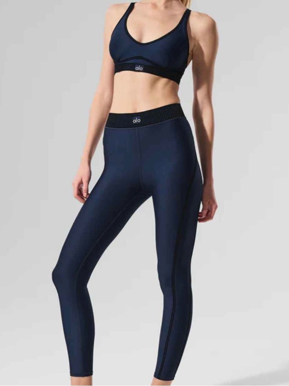 ALO Yoga Navy Blue High-Waist Leggings & Bra